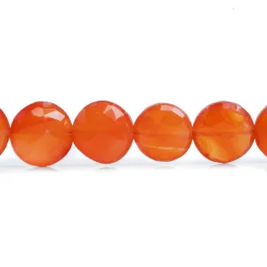 10mm Carnelian Faceted Coin Beads 7 inch 17 pieces