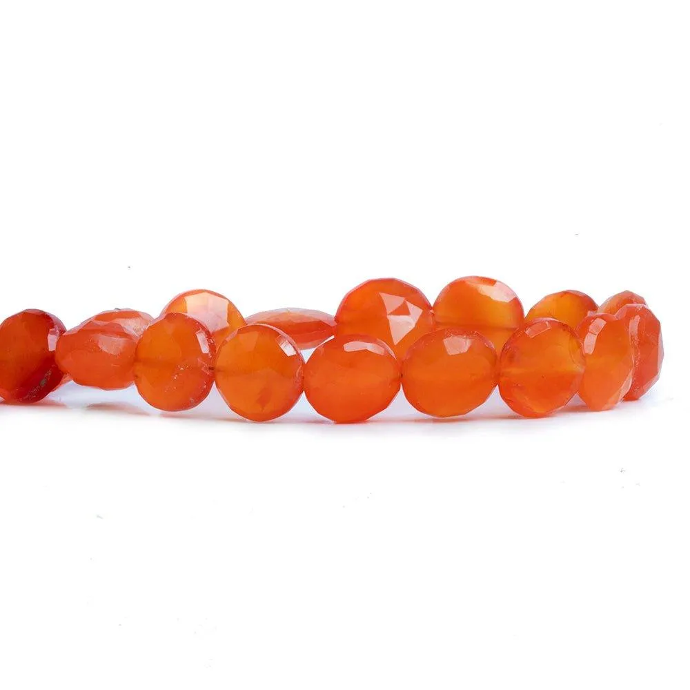 10mm Carnelian Faceted Coin Beads 7 inch 17 pieces