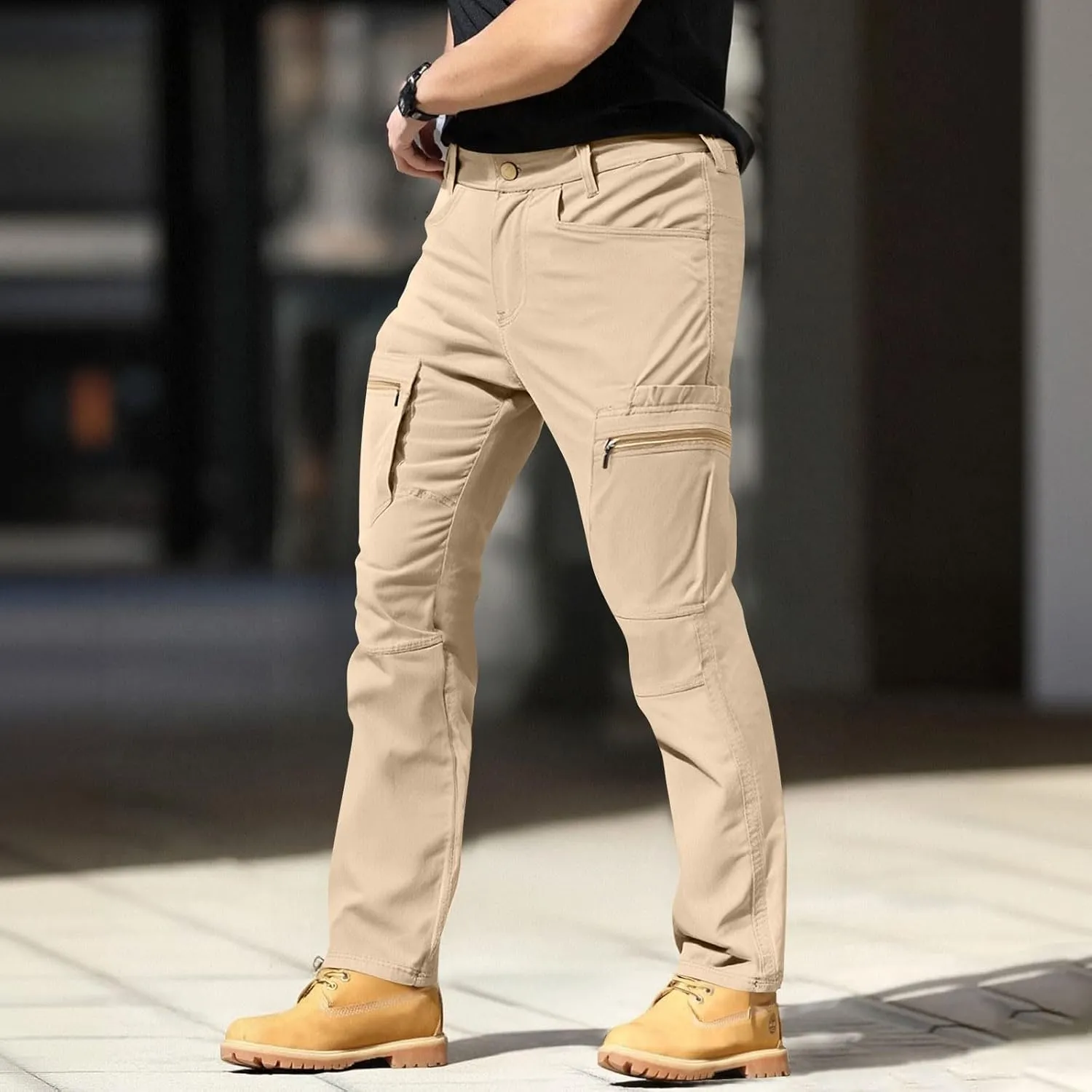 ADHOWBEW Work Pants for Men Construction Casual Lightweight Baggy Big and Tall Hiking Stretch Tactical Trousers