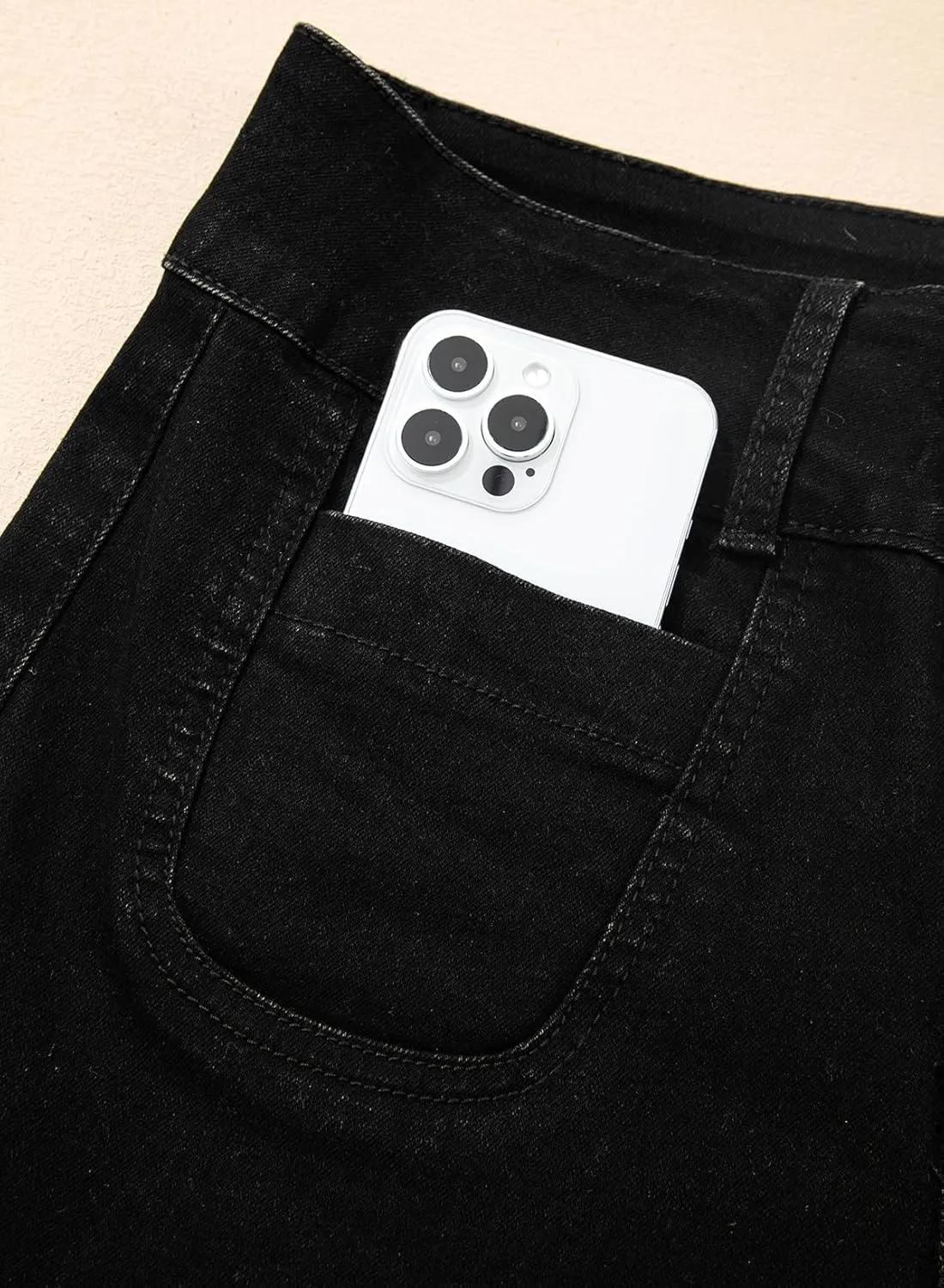 Astylish Womens Wide Leg Jeans High Waisted Double Button Stretchy Frayed Hem Straight Jean Loose Trendy Denim Pants