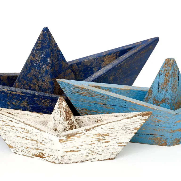 Barco azul de madera envejecida - D2238