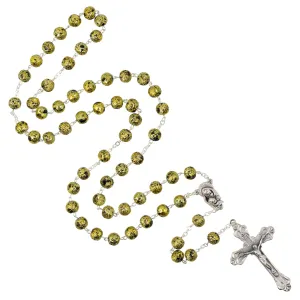 BLACK AND GOLD ROSARY - GLASS AND METAL