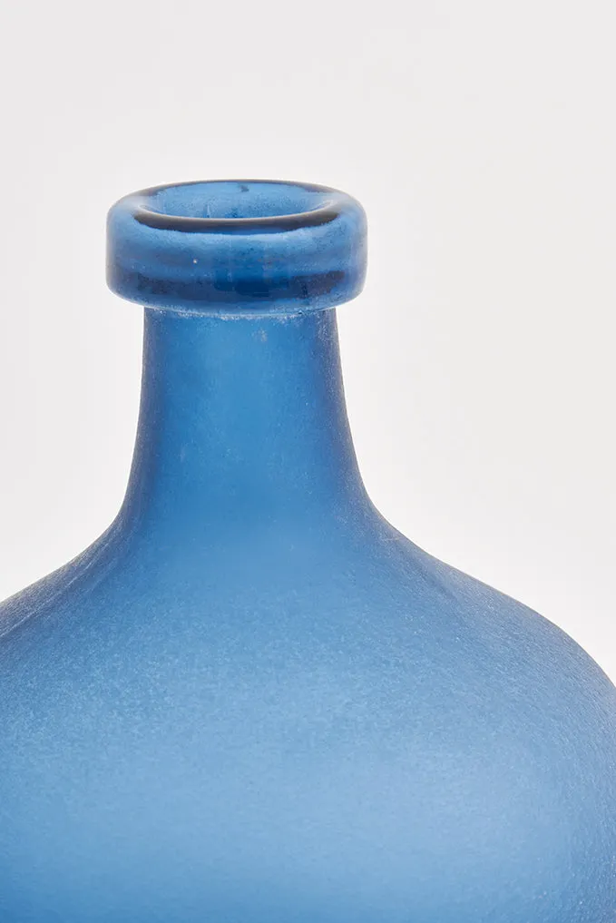 Botella o florero de cristal artesanal azul ø: 17,5 cm - h: 27 cm