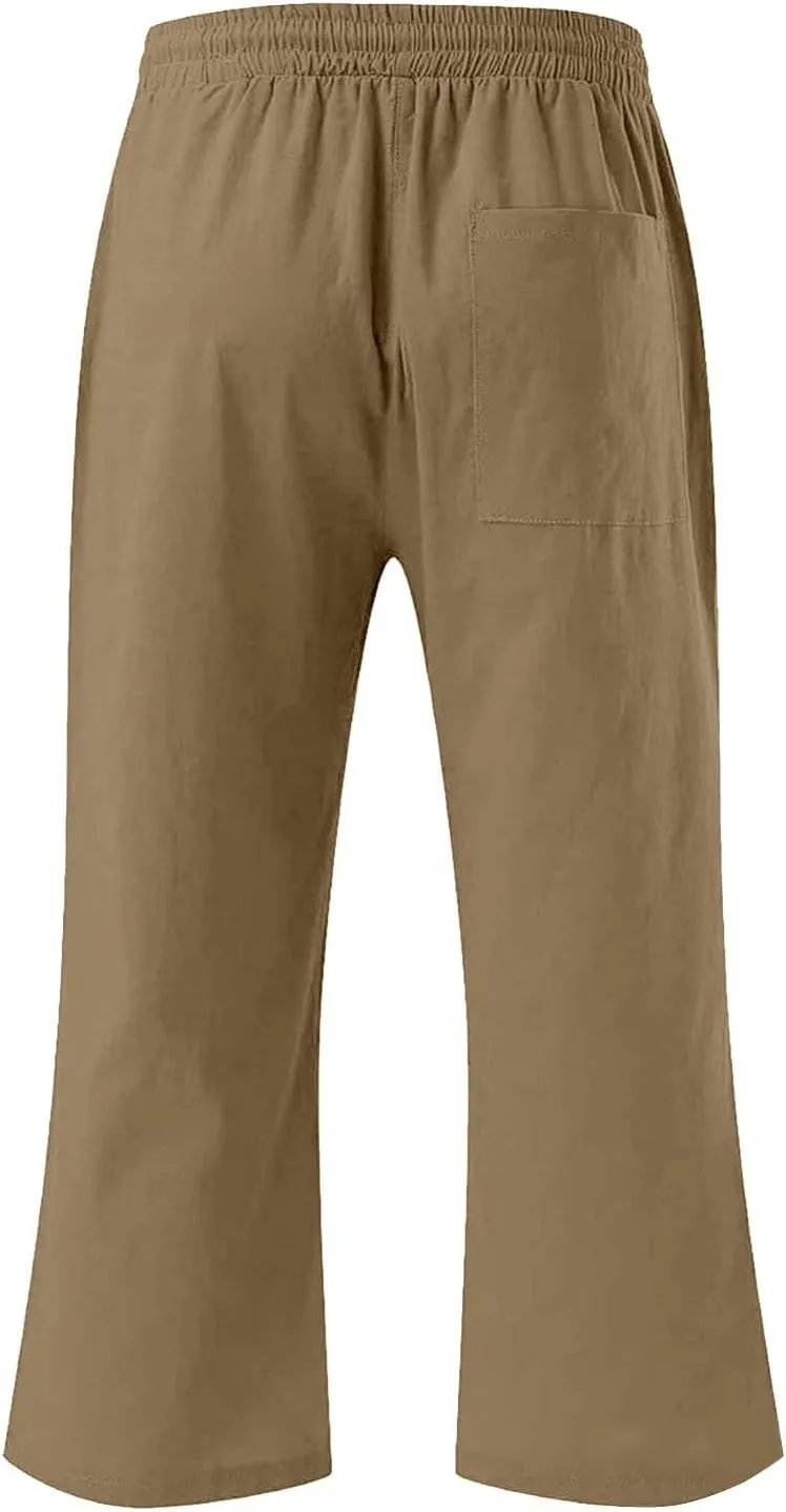 Boys 3/4 Straight Wide Leg Pants Solid Color High Elastic Waist Trousers with Pockts Y2k Streetwear