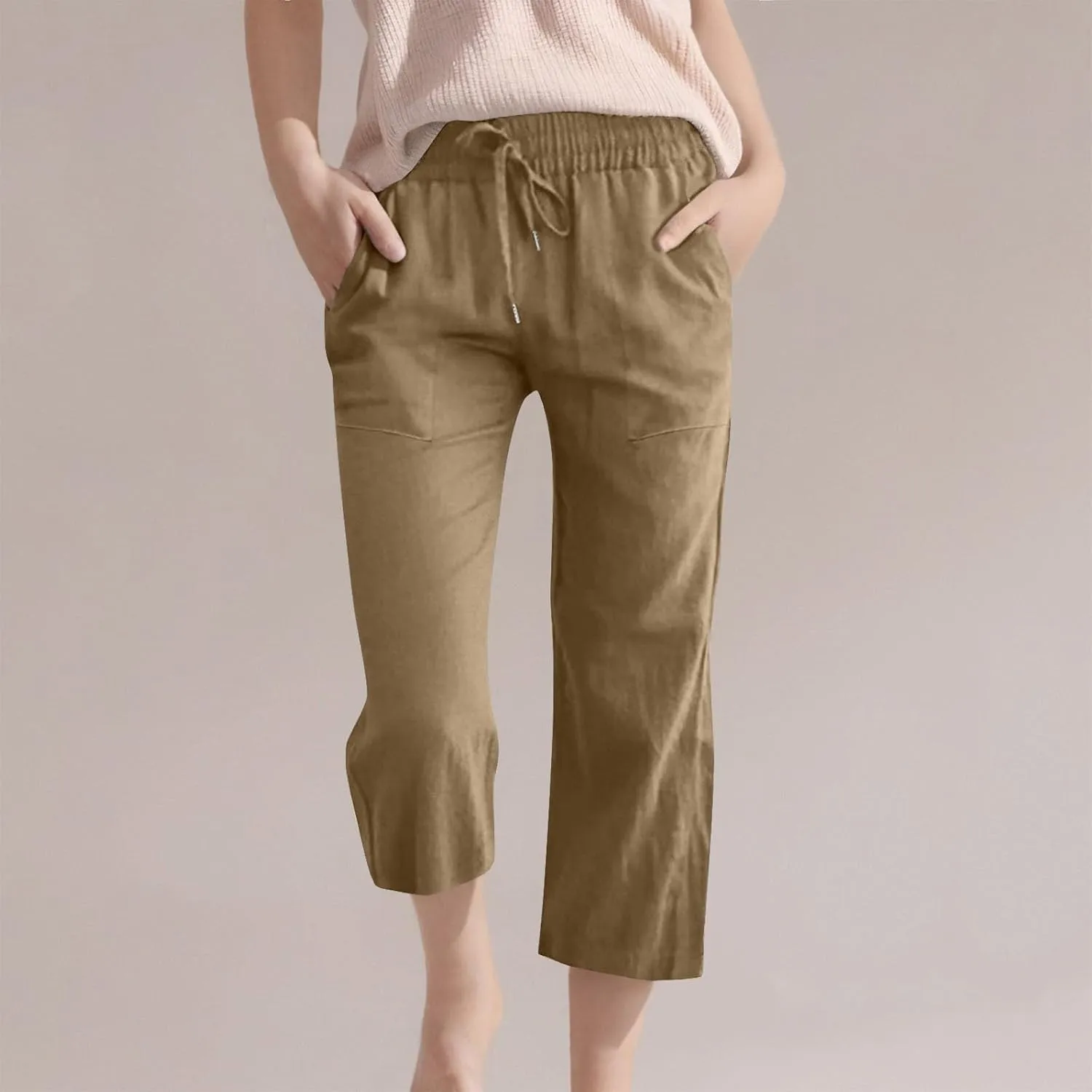 Boys 3/4 Straight Wide Leg Pants Solid Color High Elastic Waist Trousers with Pockts Y2k Streetwear