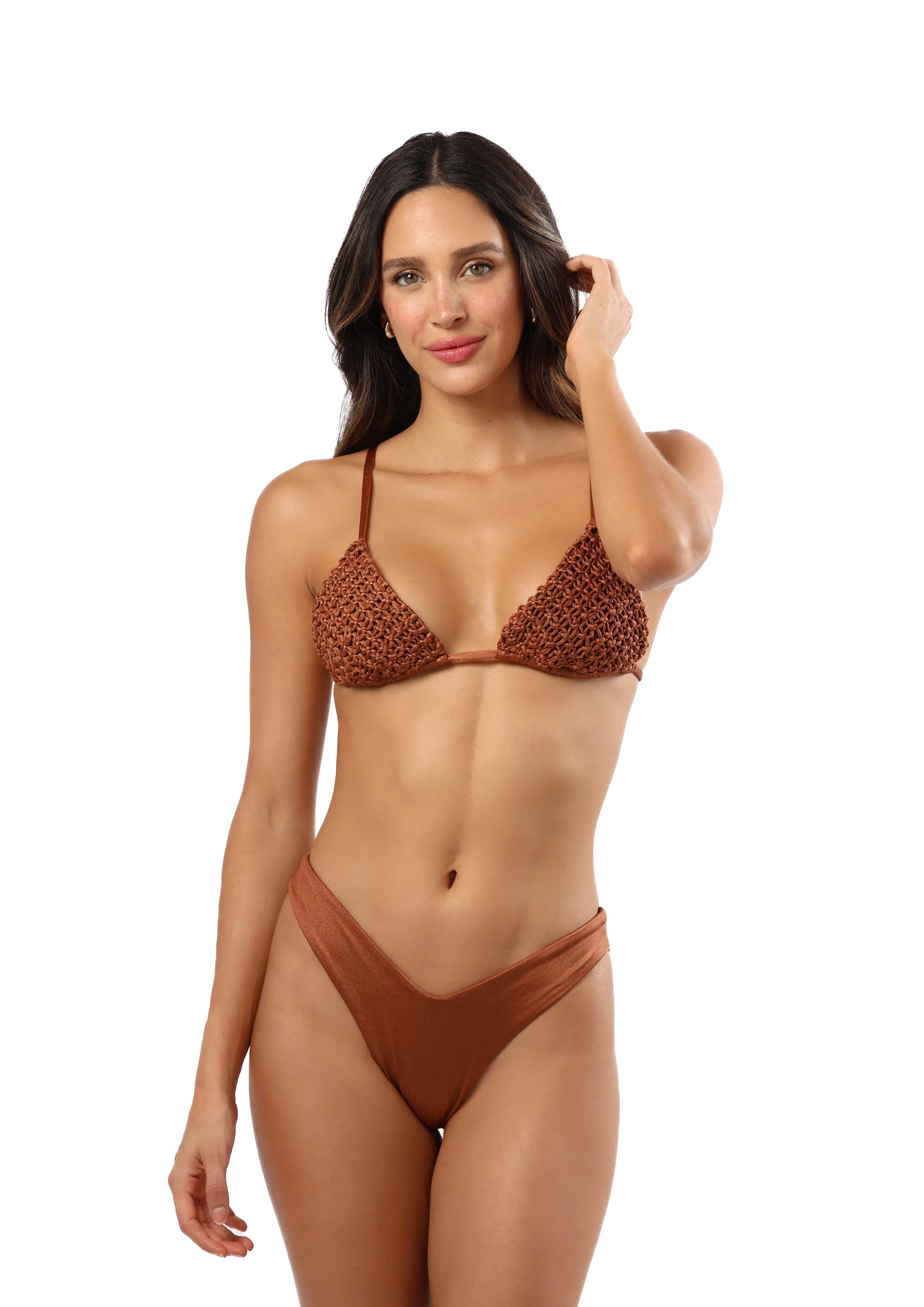 BRONZED  MACRAME TRIANGLE