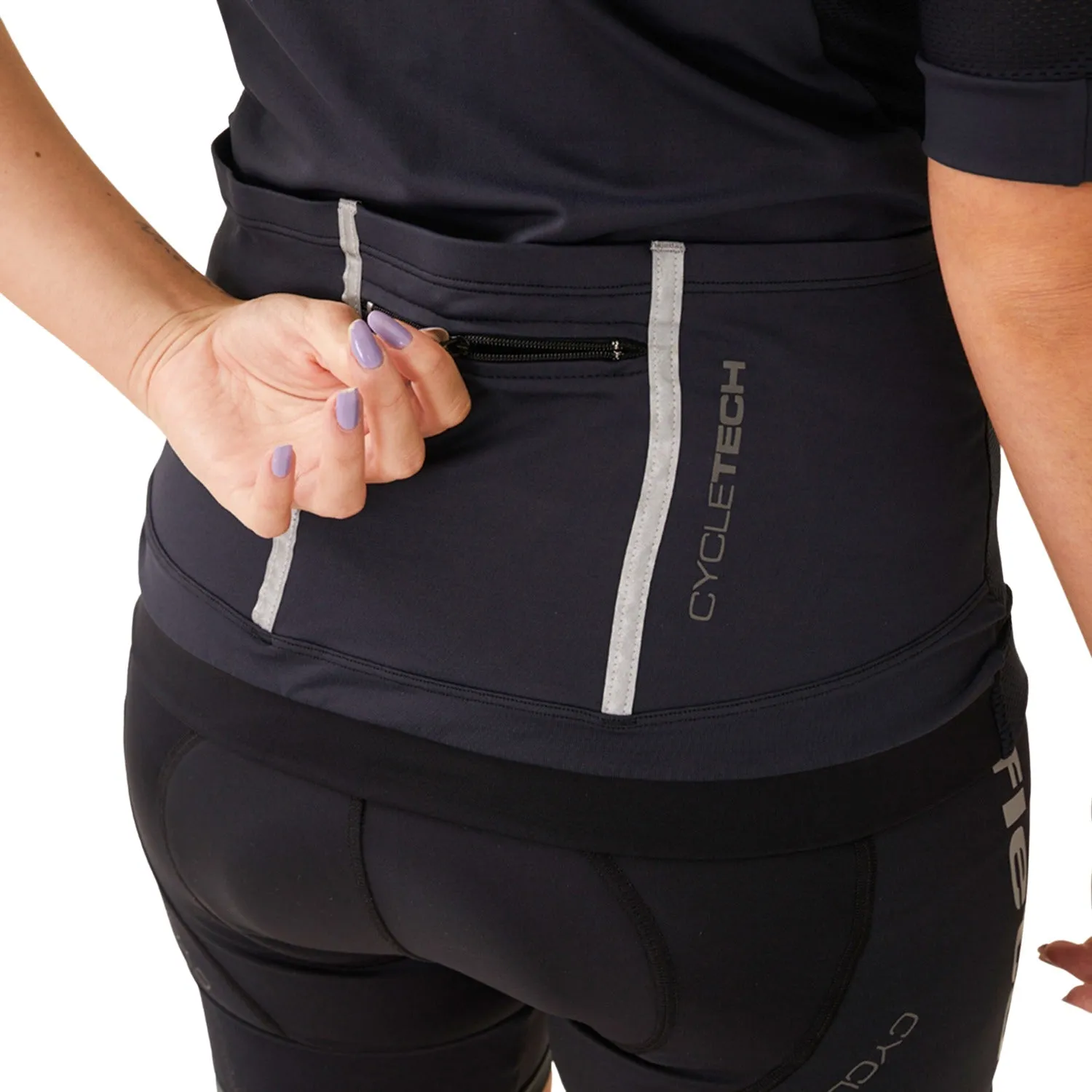 Camisa Ciclismo CYCLETECH Fem l Preta F Estanho