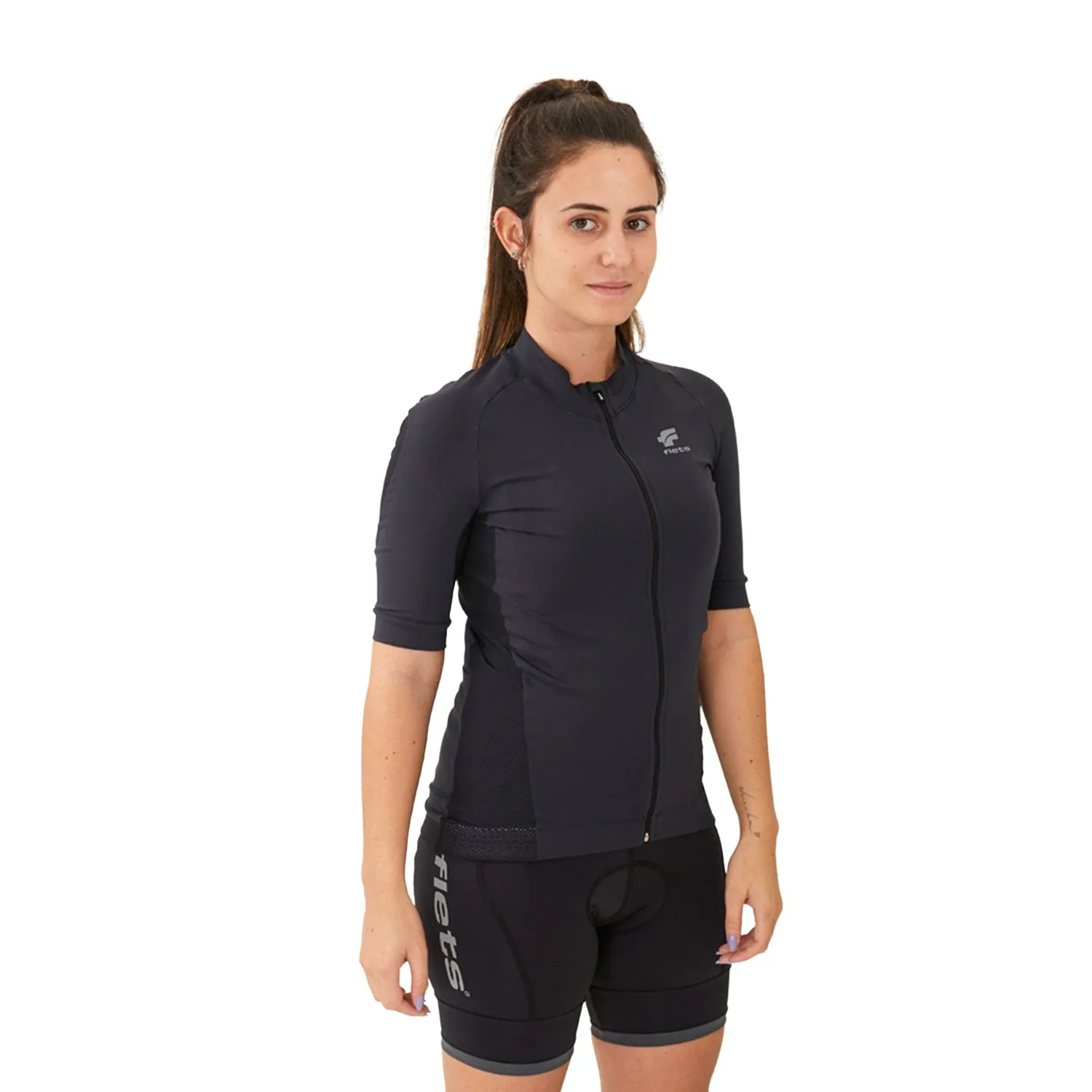 Camisa Ciclismo CYCLETECH Fem l Preta F Estanho