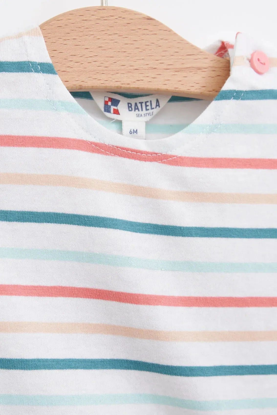 Camiseta algodón bebé manga corta raya marinera