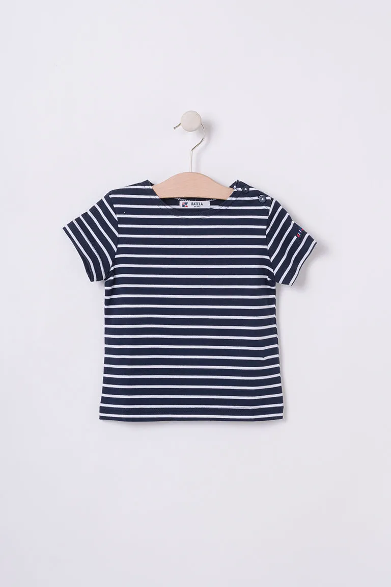 Camiseta algodón bebé manga corta raya marinera