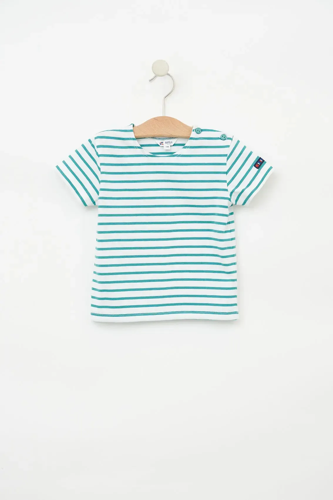 Camiseta algodón bebé manga corta raya marinera