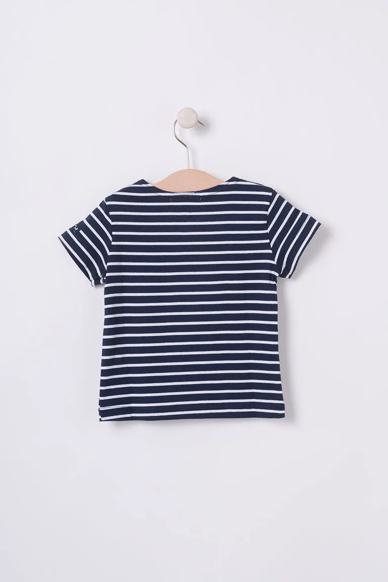 Camiseta algodón bebé manga corta raya marinera