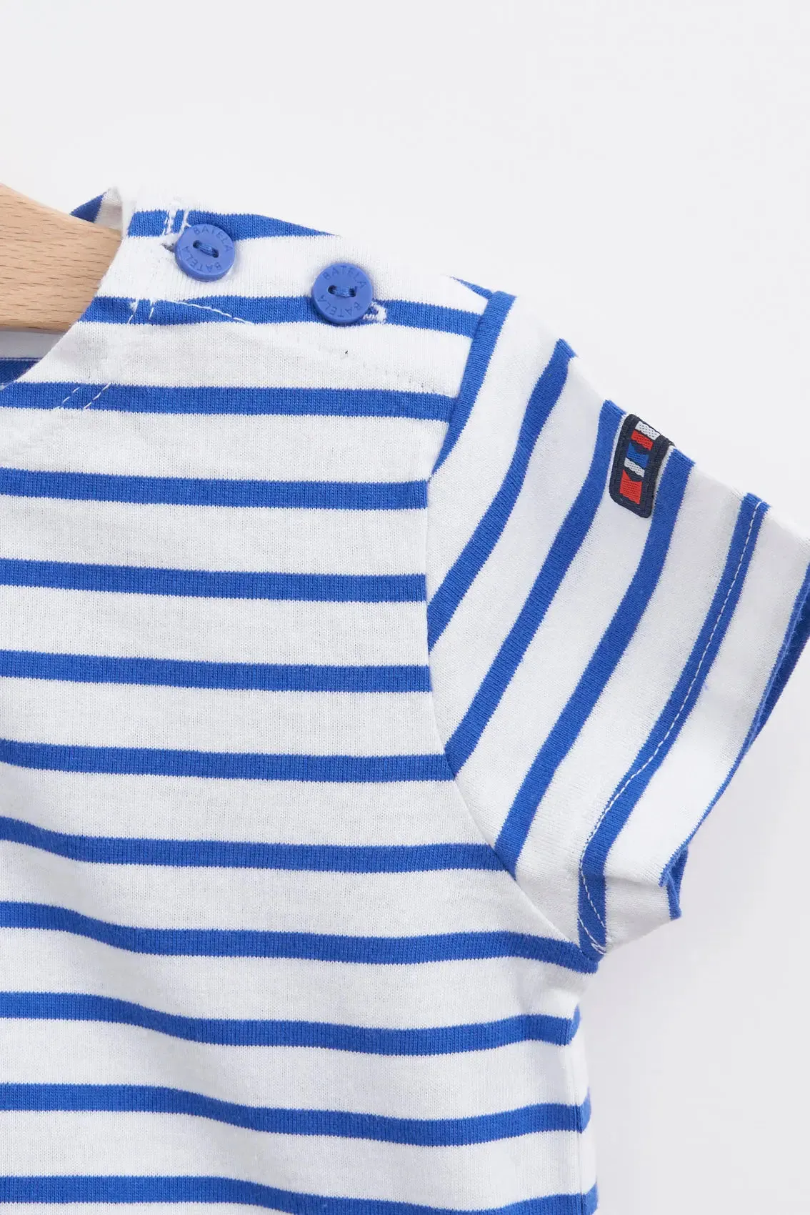 Camiseta algodón bebé manga corta raya marinera