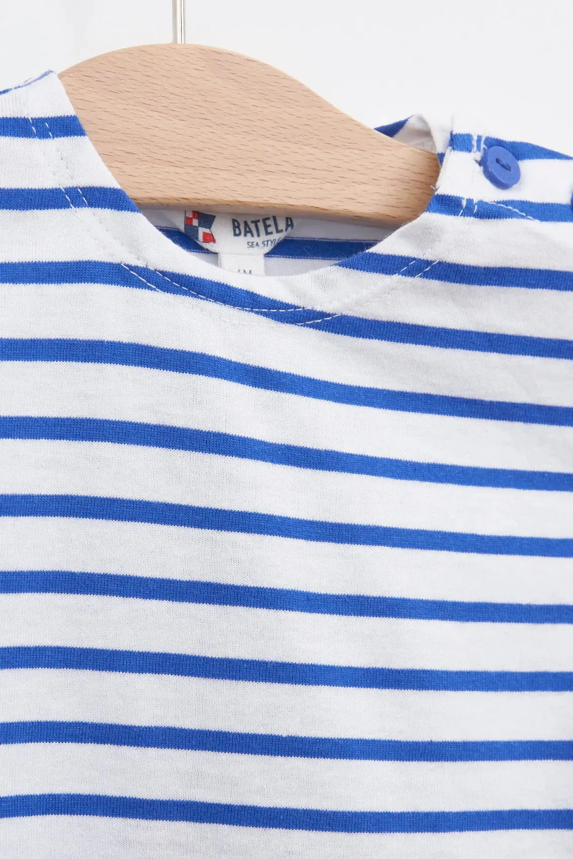 Camiseta algodón bebé manga corta raya marinera
