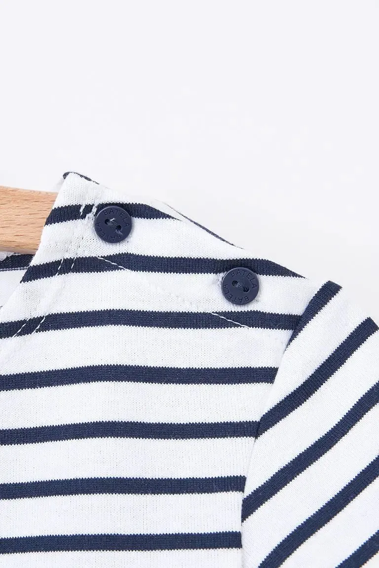 Camiseta algodón bebé manga corta raya marinera