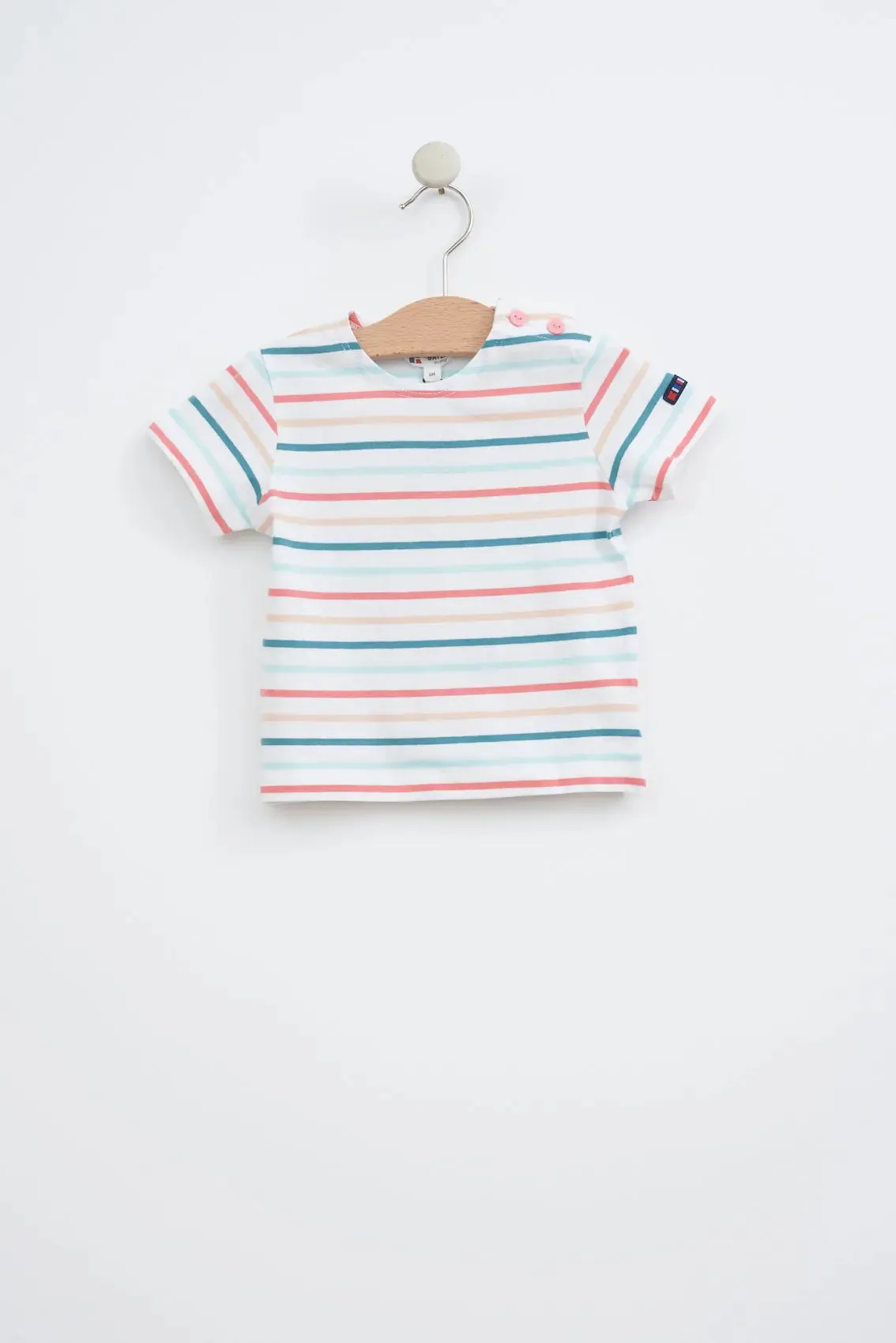 Camiseta algodón bebé manga corta raya marinera
