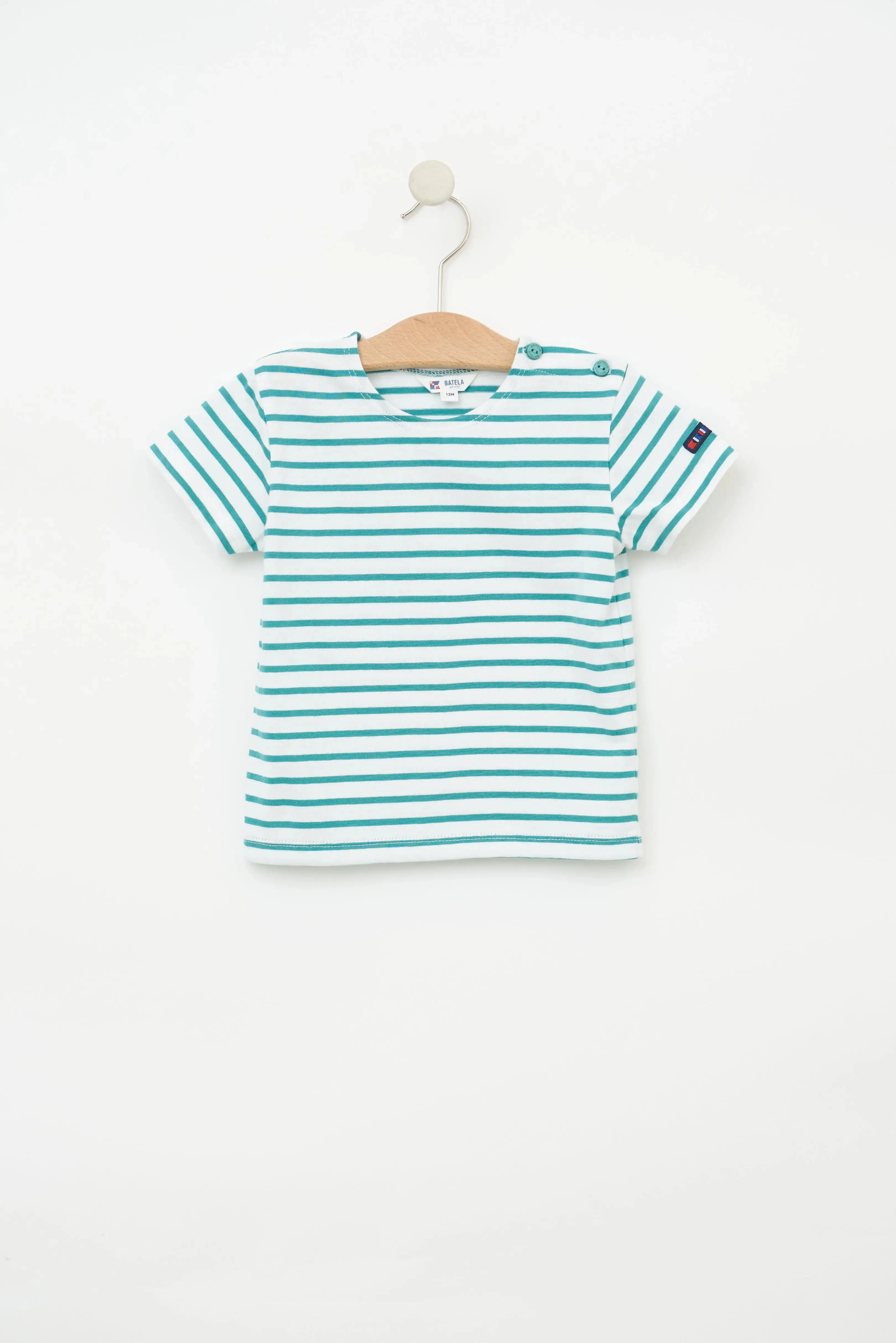 Camiseta algodón bebé manga corta raya marinera