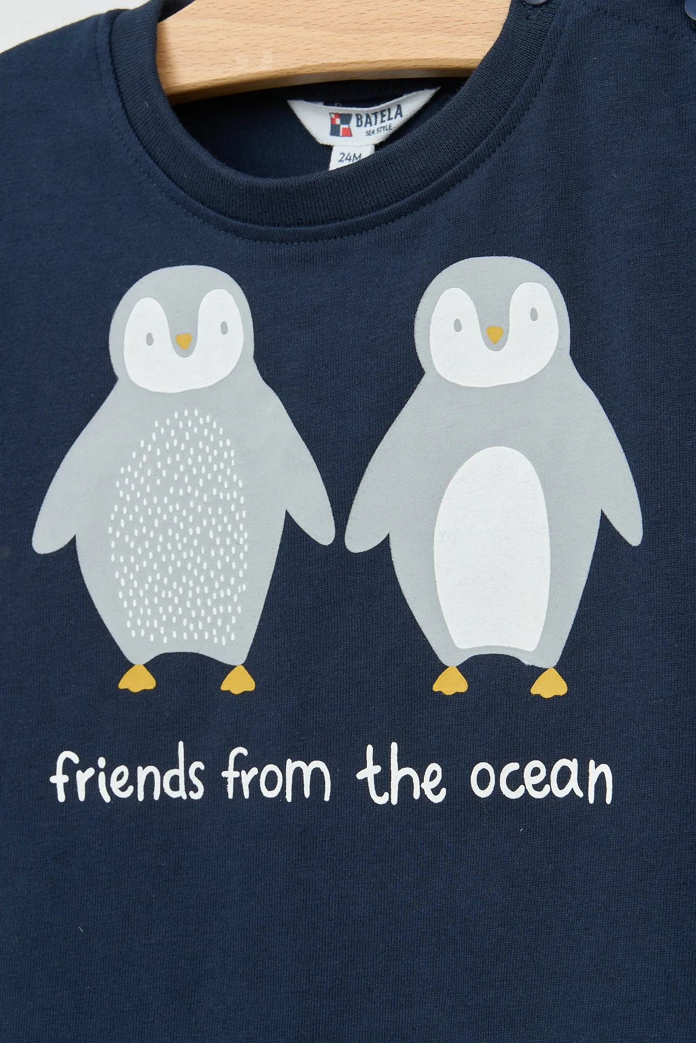 Camiseta algodón estampado pingüinos
