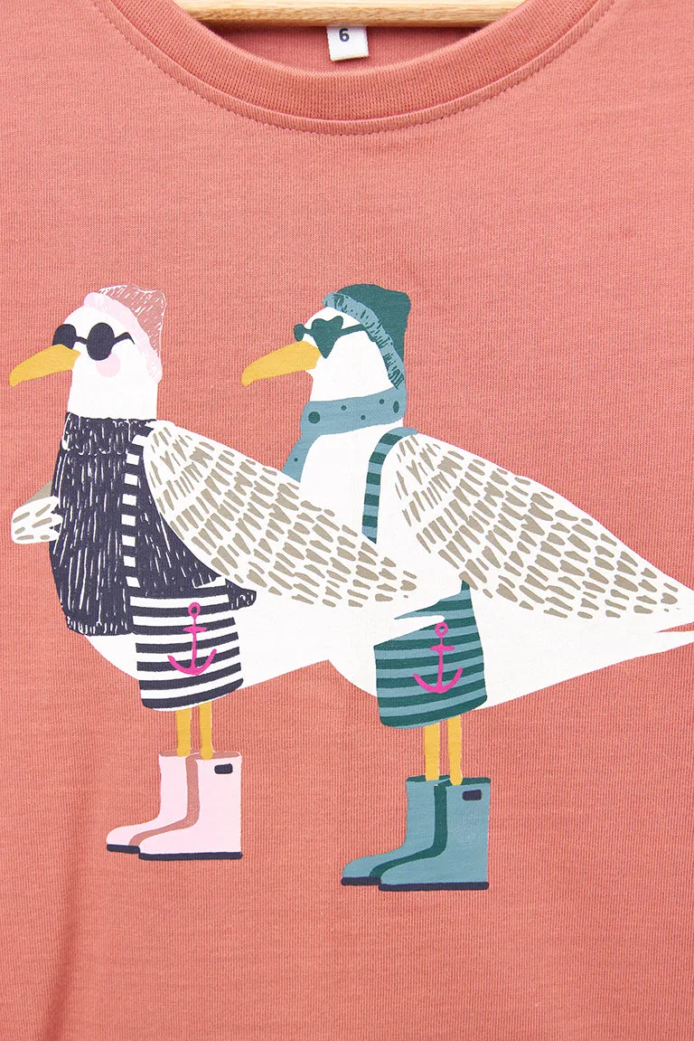 Camiseta algodón manga larga gaviotas