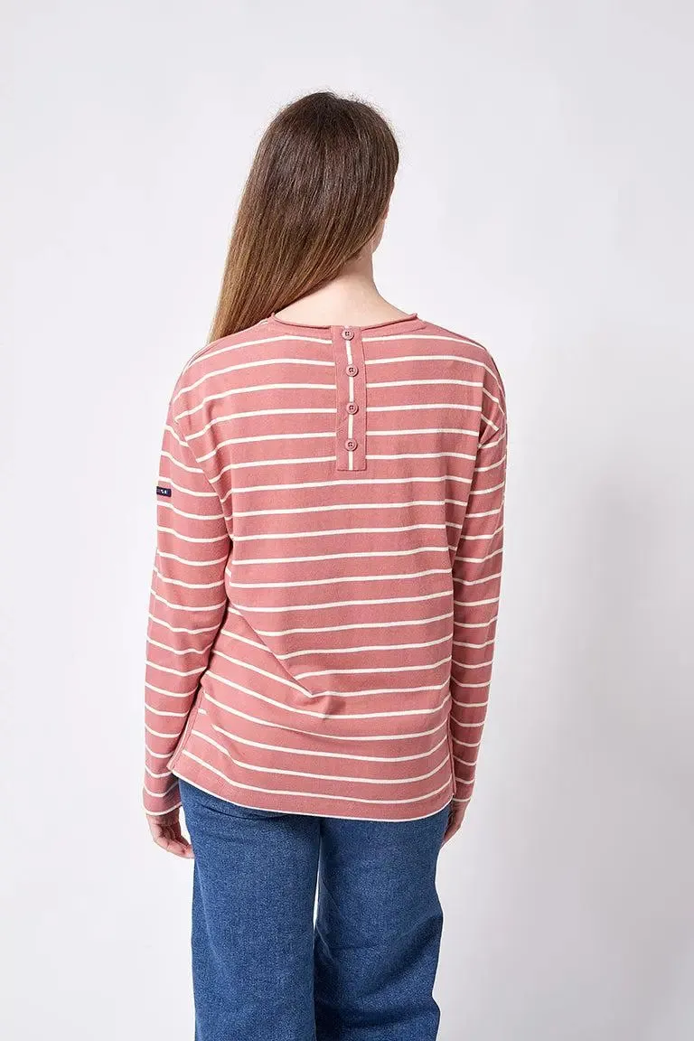 Camiseta de algodón manga larga a rayas finas - A2334