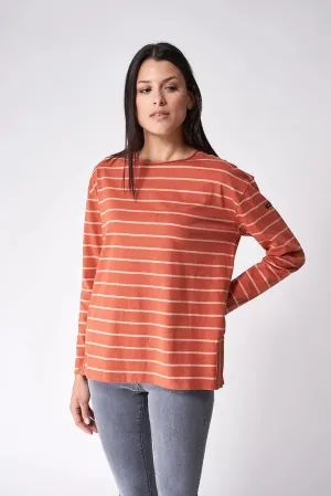 Camiseta de algodón manga larga a rayas finas - A2334