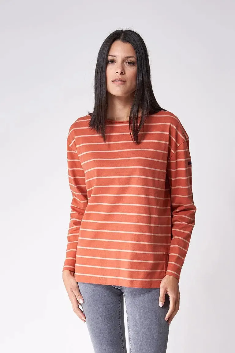 Camiseta de algodón manga larga a rayas finas - A2334