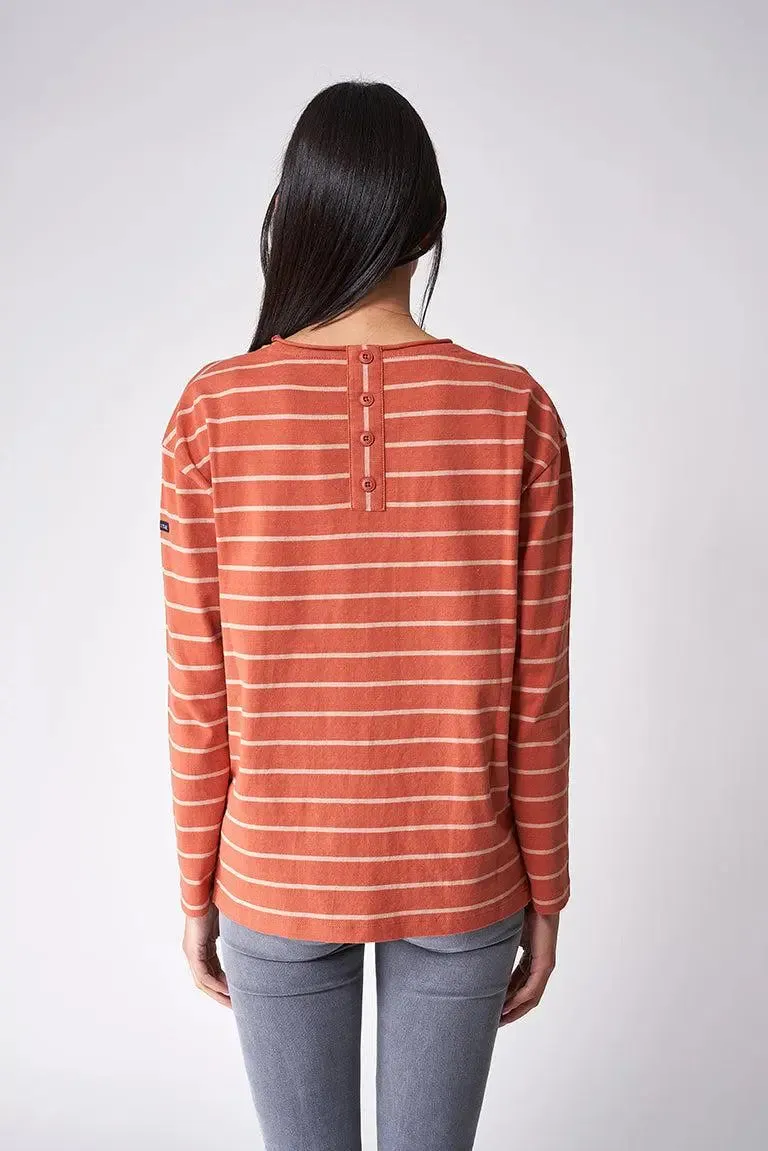Camiseta de algodón manga larga a rayas finas - A2334