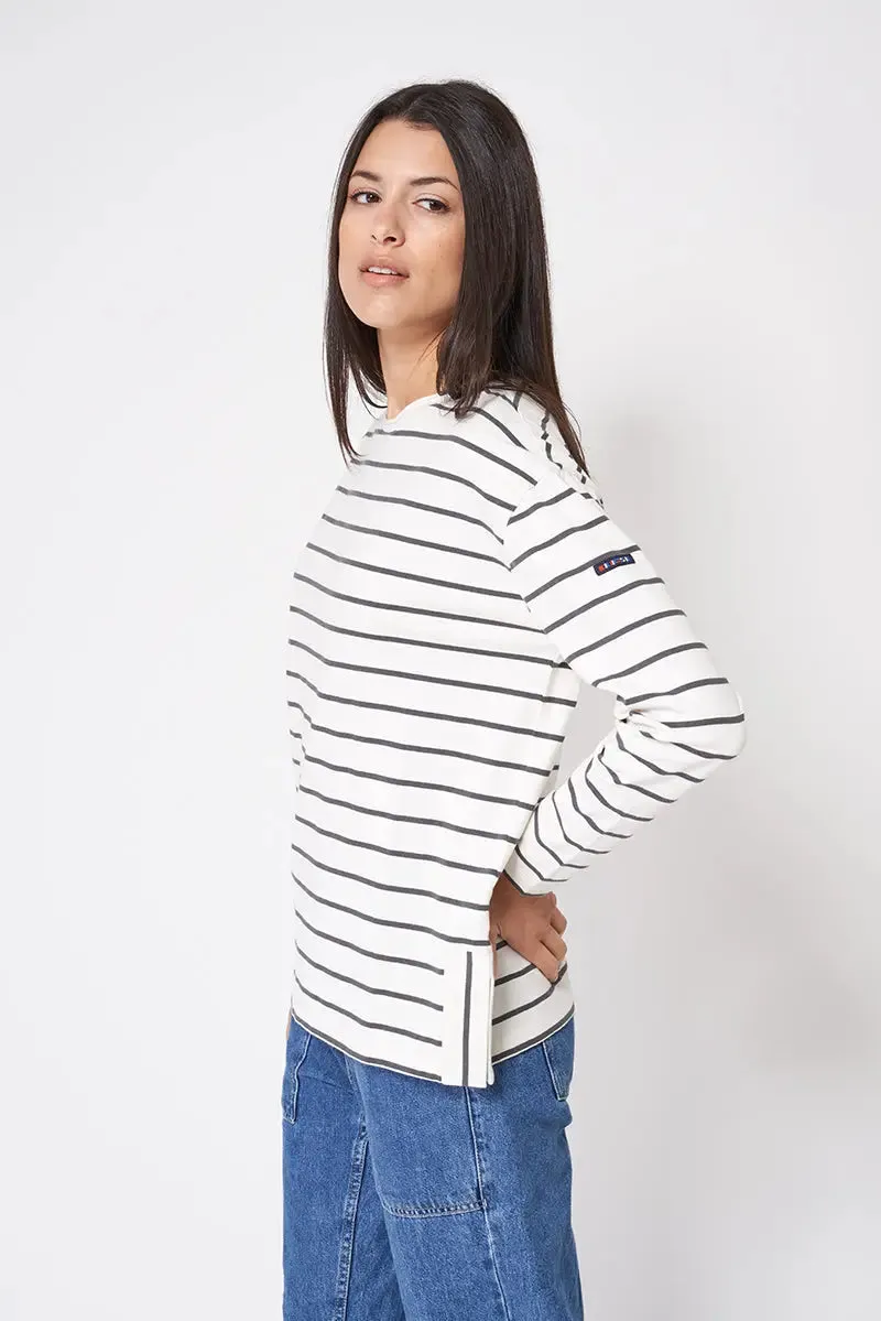 Camiseta de algodón manga larga a rayas finas - A2334