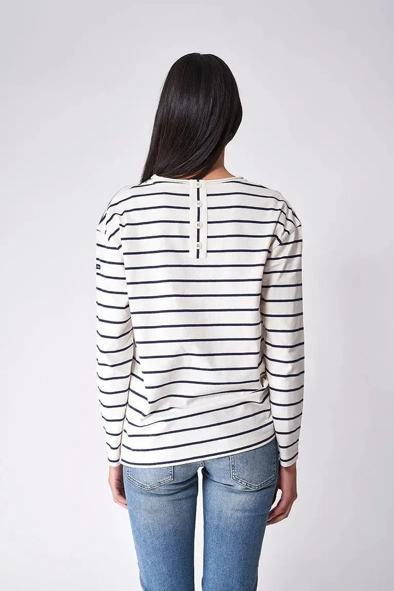 Camiseta de algodón manga larga a rayas finas - A2334