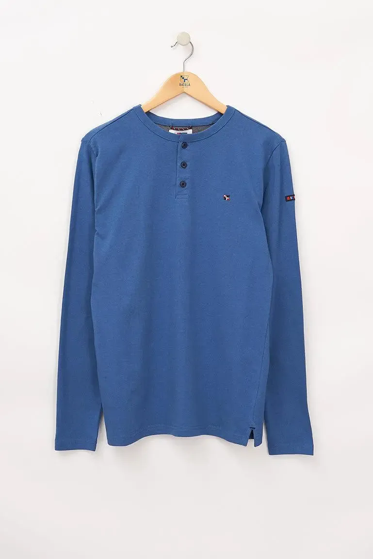 Camiseta de algodón manga larga con botones - A2423