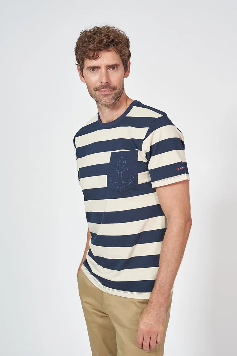 Camiseta de hombre en algodón a rayas manga corta
