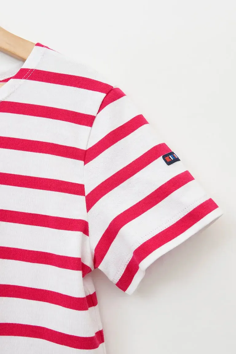 Camiseta marsellesa a rayas de algodón manga corta niño
