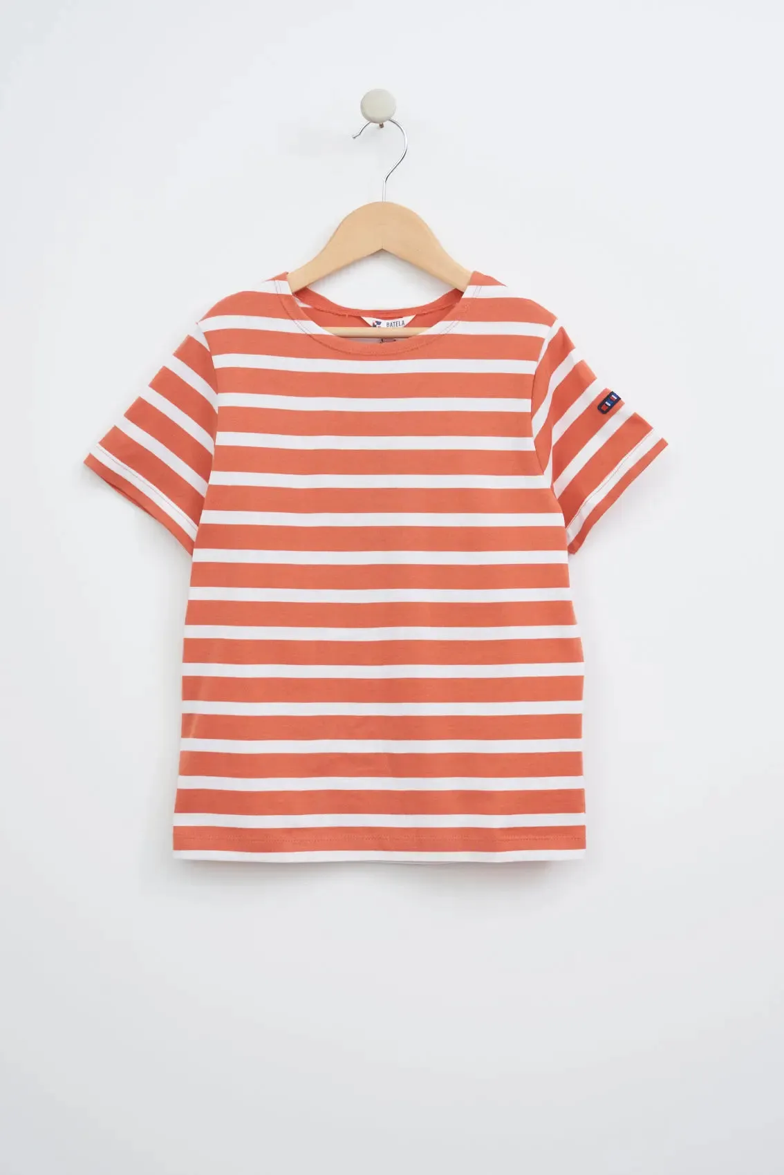 Camiseta marsellesa a rayas de algodón manga corta niño