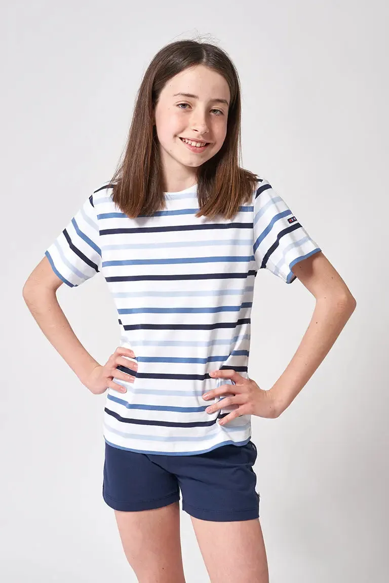 Camiseta marsellesa a rayas de algodón manga corta niño