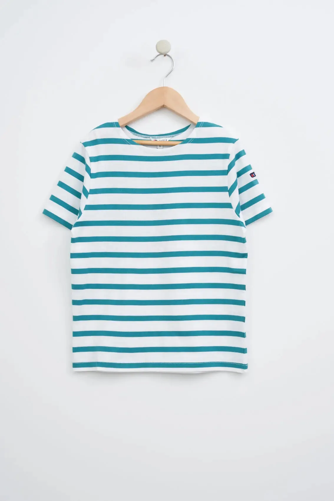 Camiseta marsellesa a rayas de algodón manga corta niño