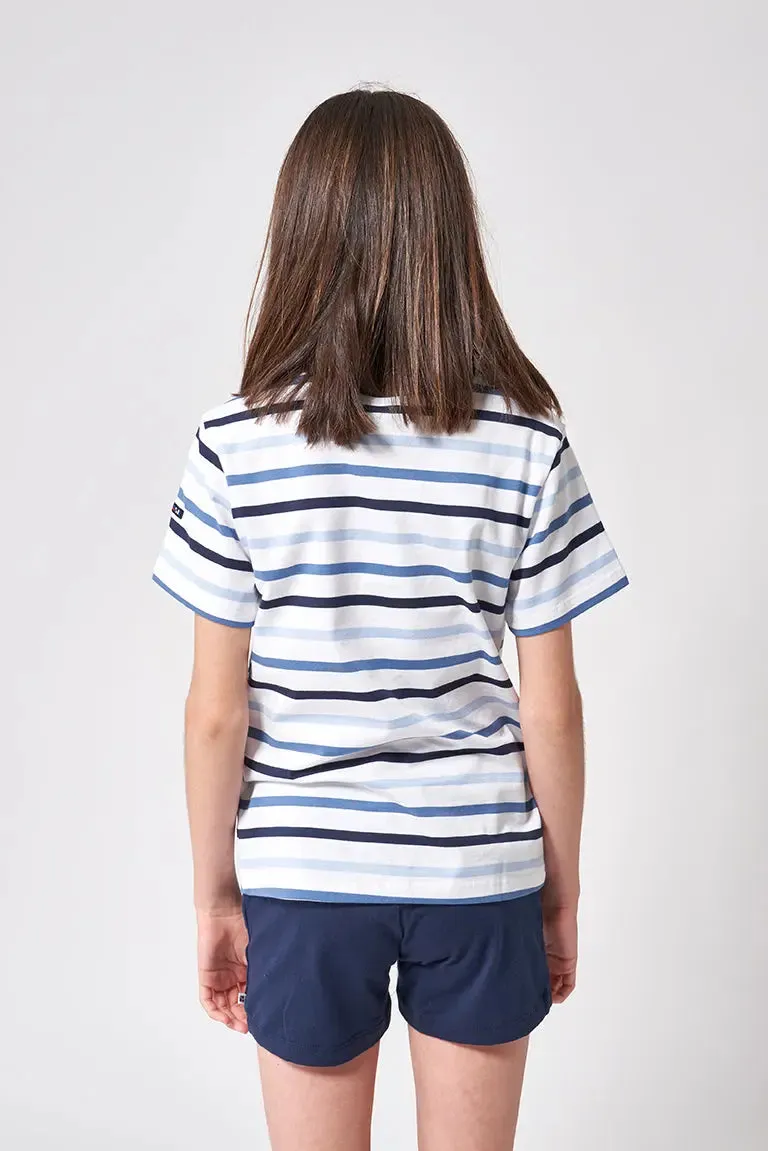 Camiseta marsellesa a rayas de algodón manga corta niño