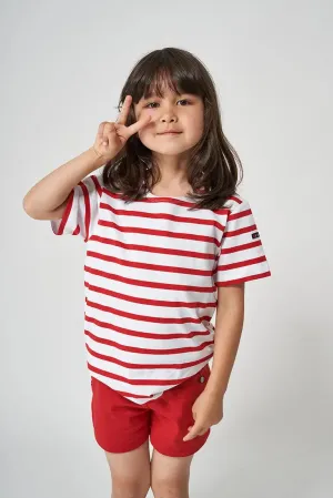 Camiseta marsellesa a rayas de algodón manga corta niño