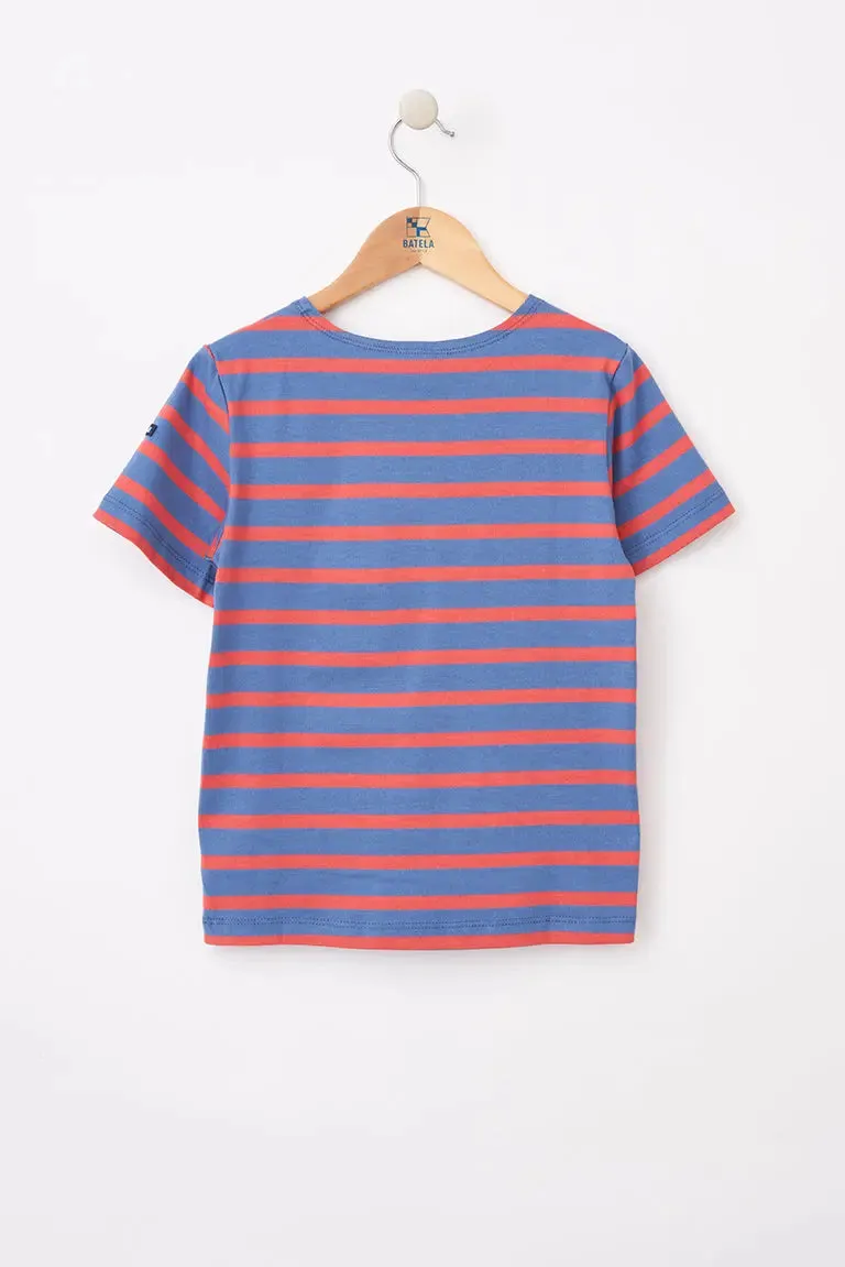 Camiseta marsellesa a rayas de algodón manga corta niño