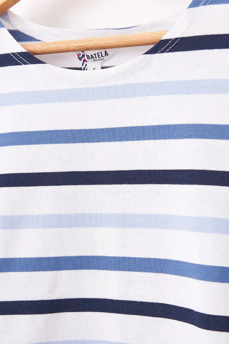 Camiseta marsellesa a rayas de algodón manga corta niño