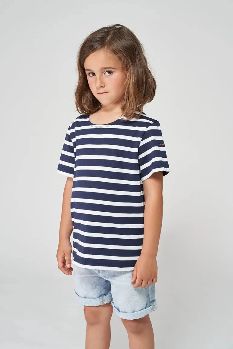 Camiseta marsellesa a rayas de algodón manga corta niño