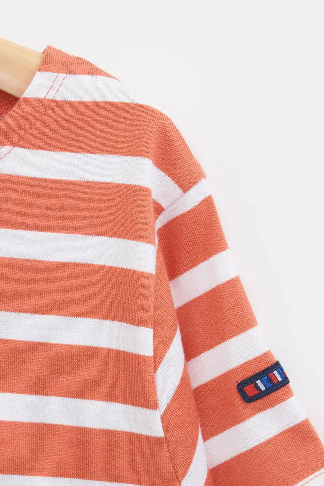 Camiseta marsellesa a rayas de algodón manga corta niño