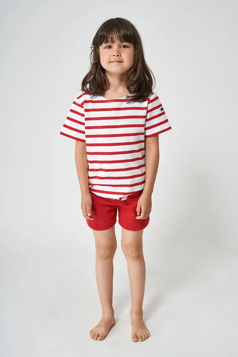 Camiseta marsellesa a rayas de algodón manga corta niño