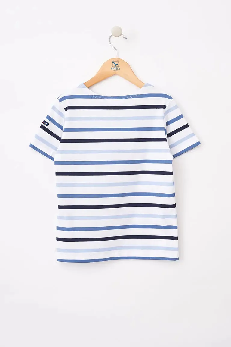 Camiseta marsellesa a rayas de algodón manga corta niño