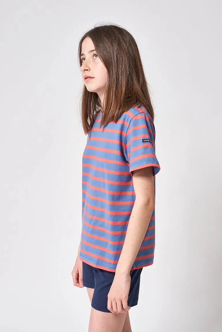 Camiseta marsellesa a rayas de algodón manga corta niño