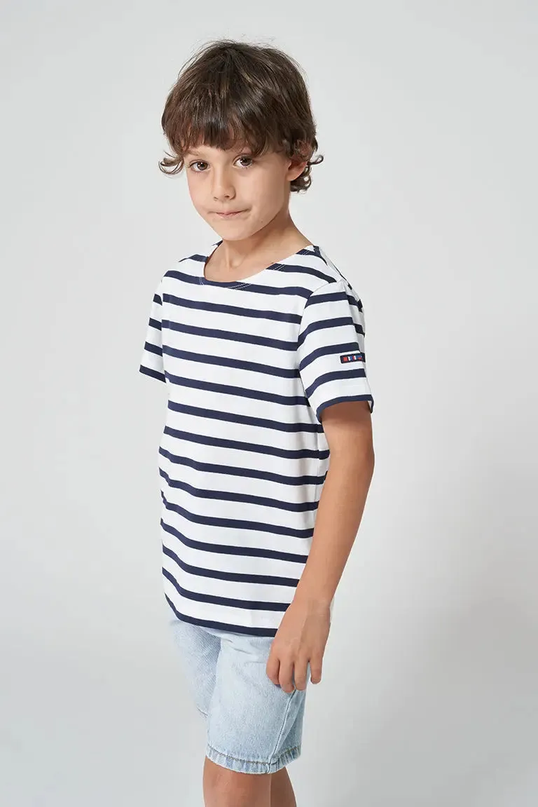 Camiseta marsellesa a rayas de algodón manga corta niño