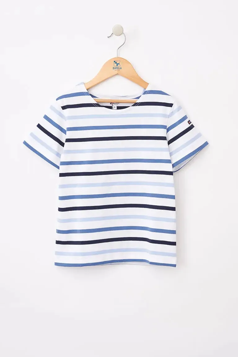 Camiseta marsellesa a rayas de algodón manga corta niño