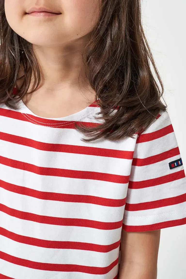 Camiseta marsellesa a rayas de algodón manga corta niño