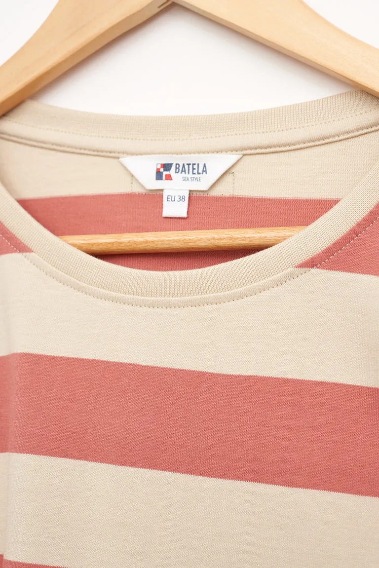 Camiseta mujer de algodón con manga larga y raya ancha