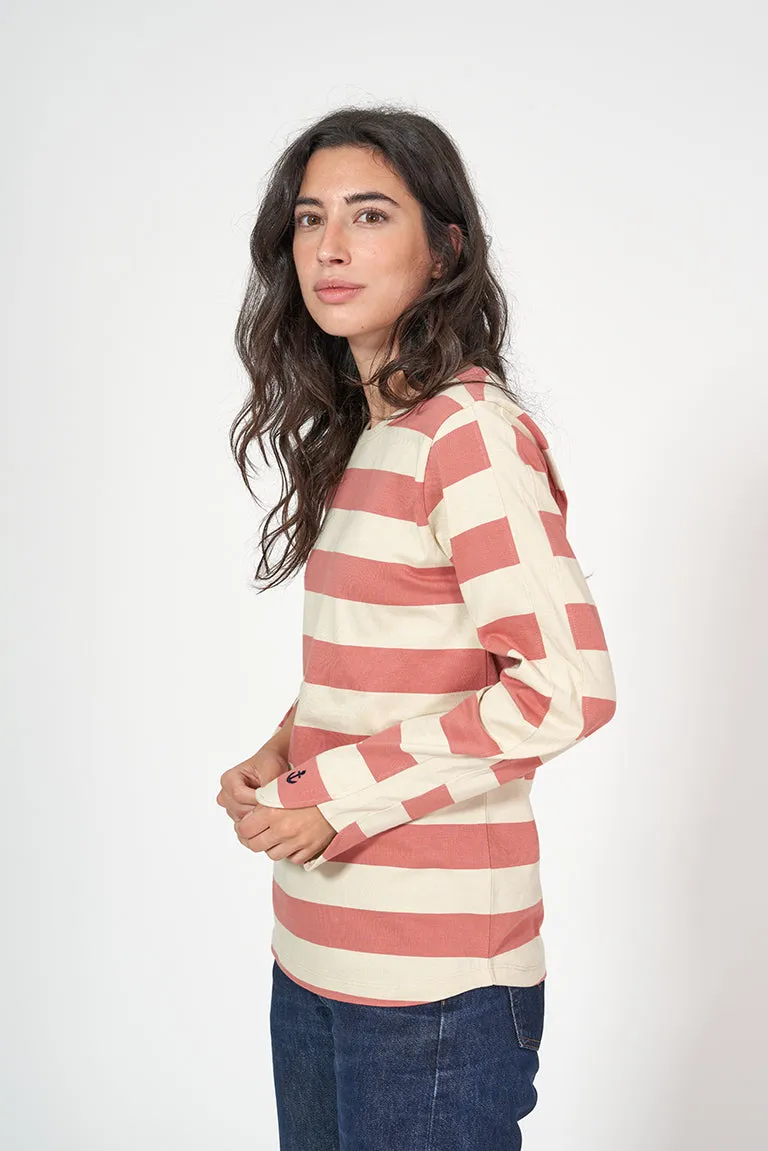 Camiseta mujer de algodón con manga larga y raya ancha