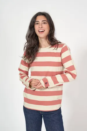 Camiseta mujer de algodón con manga larga y raya ancha